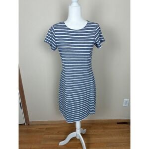 Sail to Sable STS Womens Blue White Striped ShortSleeve Shift Dress Size M (D14)